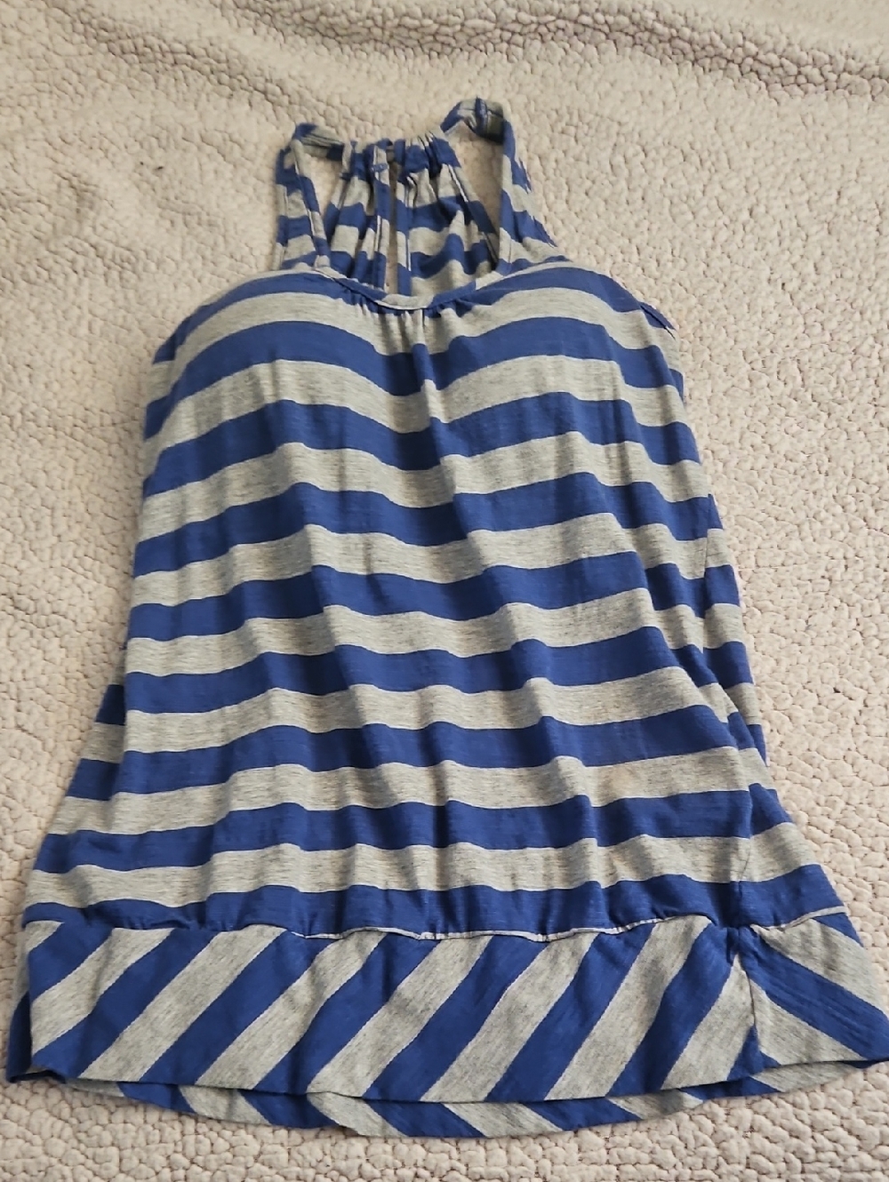 Striped Blue and Gray Halter Tank Top
